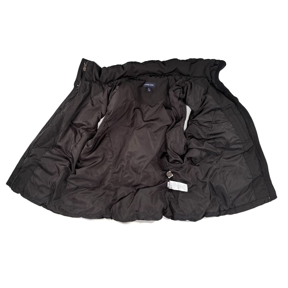 Lands End Thick Down Puffer Vest Womens LARGE Black Feather insulated Jacket ECU - Picture 6 of 9